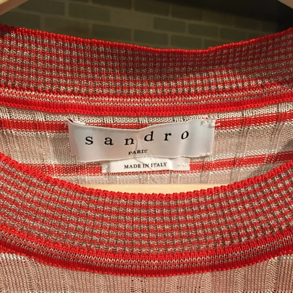NWT Sandro Paris Ribbed Long Sleeve Striped Top - Picture 7 of 14